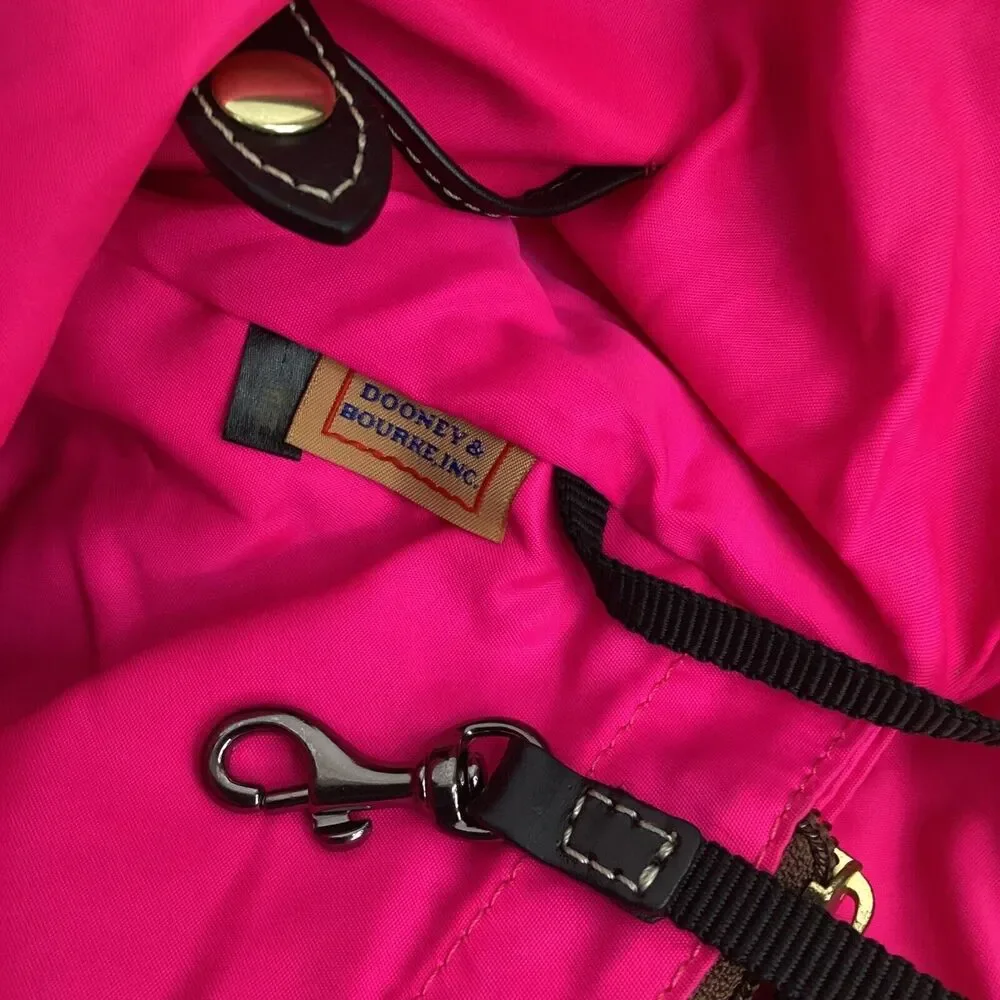 Dooney & Bourke-Olive Green Nylon-Pink Interior-Hobo/Slouch Stachel Tote + Strap